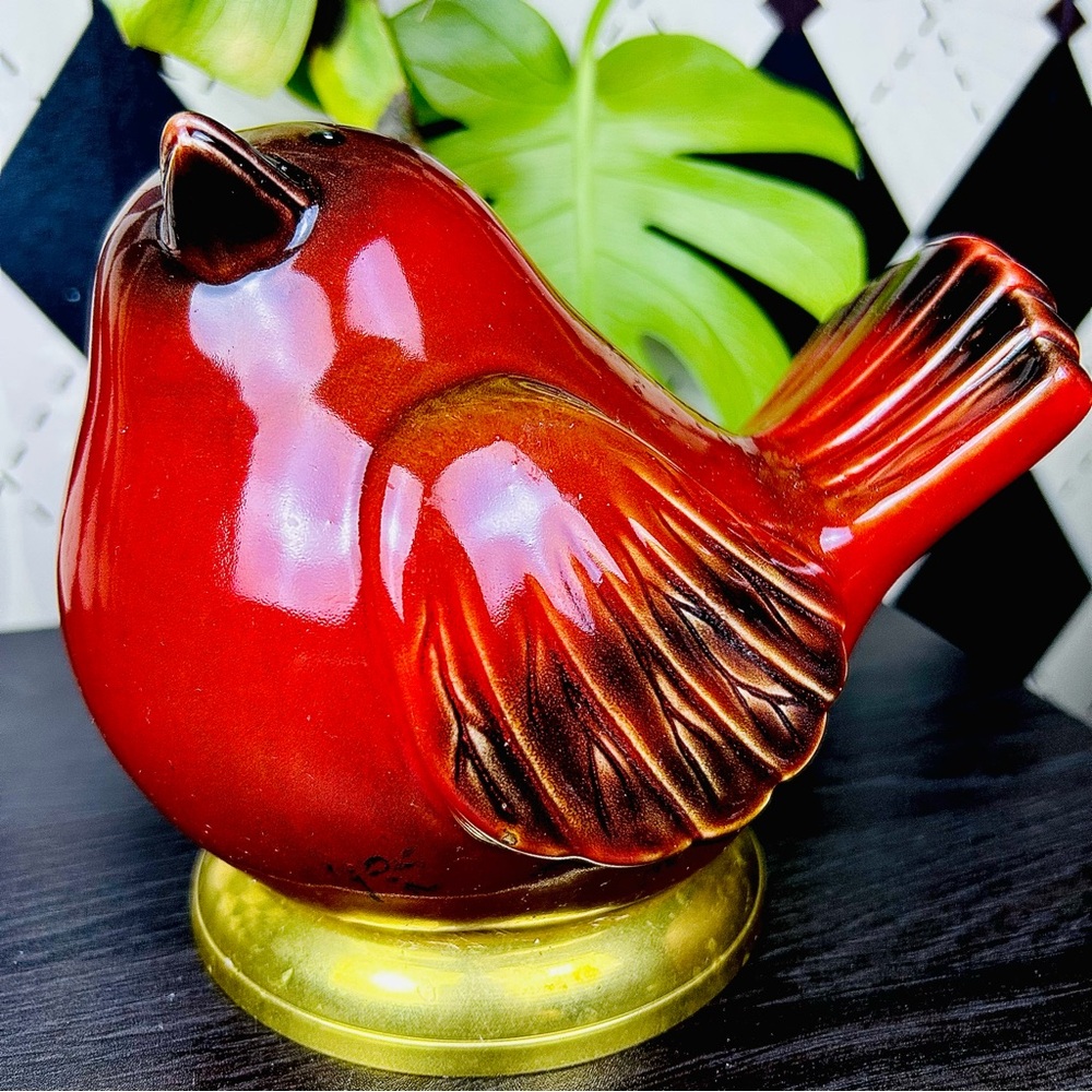 Red Ceramic‎ Bird Figurine